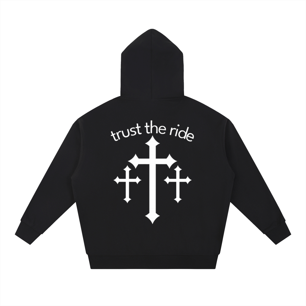Trust the ride hoodie (black-white)