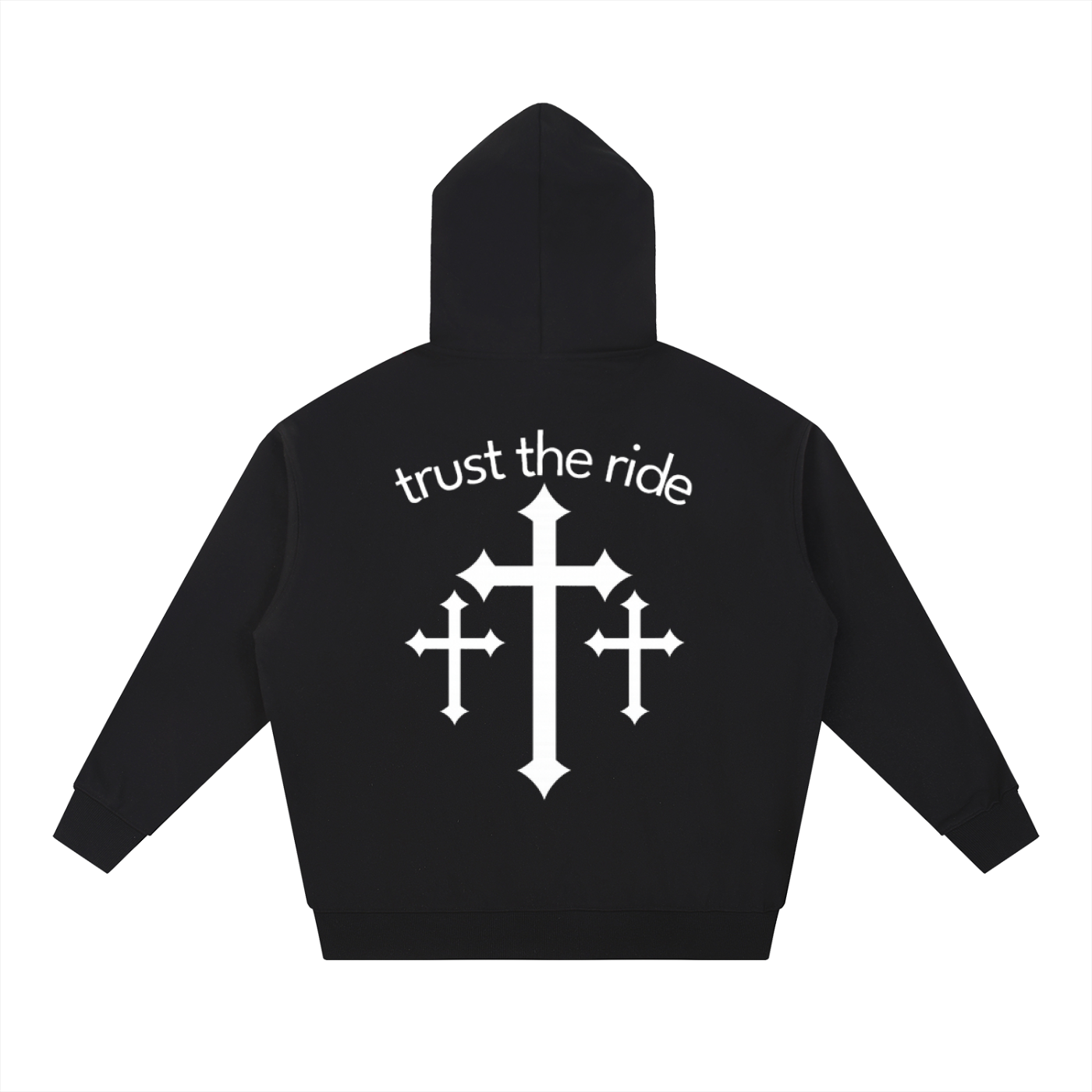 Trust the ride hoodie (black-white)
